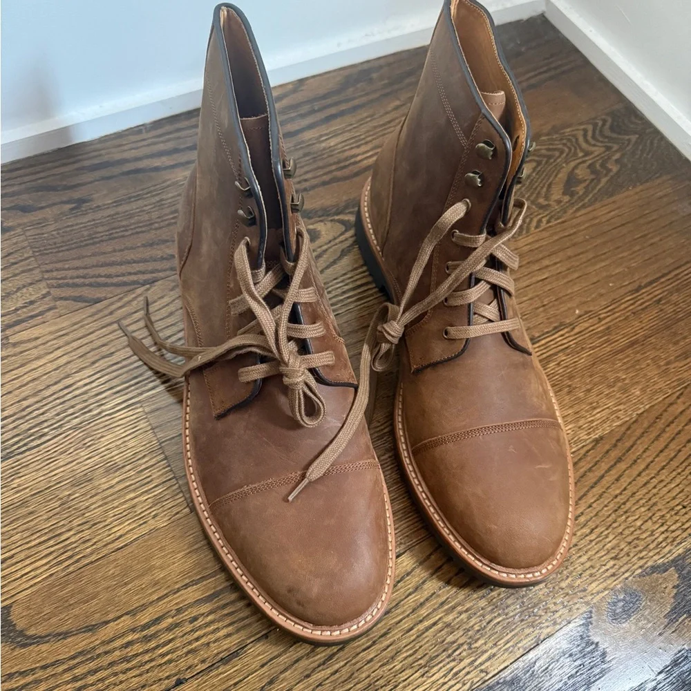Warfield & Grand men’s cognac brown leather cap toe  Gresham boots Sz 11.5
